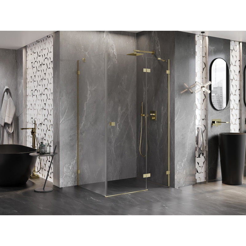 Mexen Lunar cabine de douche pivotante droite 95 x 90 cm, transparent, or brossé - 834-095-090-55-00-P