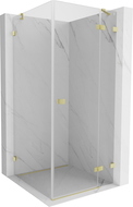 Mexen Lunar cabine de douche pivotante droite 100 x 100 cm, transparent, or brossé - 834-100-100-55-00-P