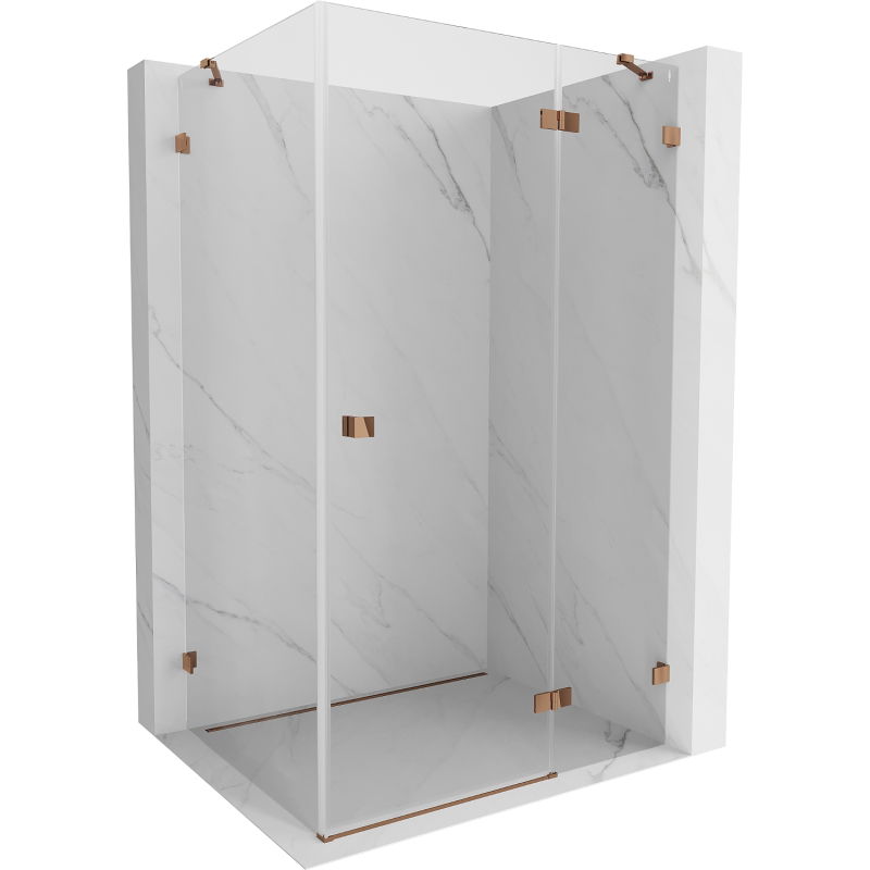 Mexen Lunar cabine de douche battante droite 85 x 70 cm, transparent, or rose - 834-085-070-60-00-P