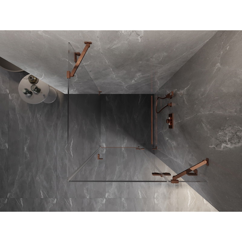 Mexen Lunar cabine de douche pivotante droite 80 x 80 cm, transparent, or rose - 834-080-080-60-00-P