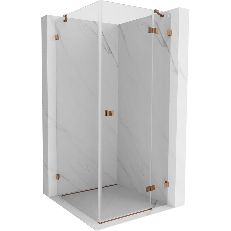 Cabine de douche pivotante droite Mexen Lunar 100 x 100 cm, transparent, or rose - 834-100-100-60-00-P