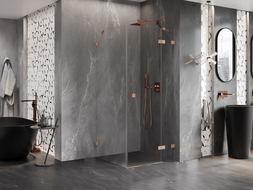 Mexen Lunar cabine de douche pivotante droite 70 x 70 cm, transparent, cuivre brossé - 834-070-070-65-00-P