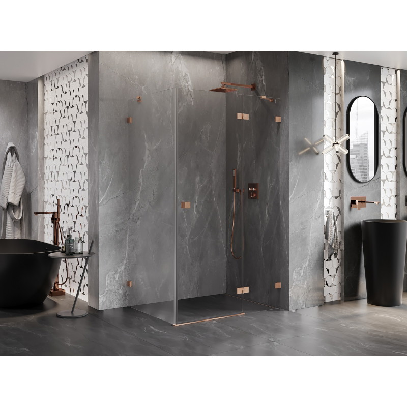 Mexen Lunar cabine de douche pivotante droite 100 x 90 cm, transparent, cuivre brossé - 834-100-090-65-00-P