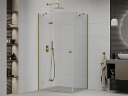 Mexen Roma cabine de douche à battant 100 x 90 cm, transparent, or - 854-100-090--50-00