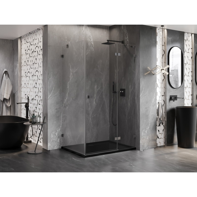 Mexen Lunar cabine de douche pivotante droite 85 x 80 cm, transparent, gris canon brossé - 834-085-080-66-00-P