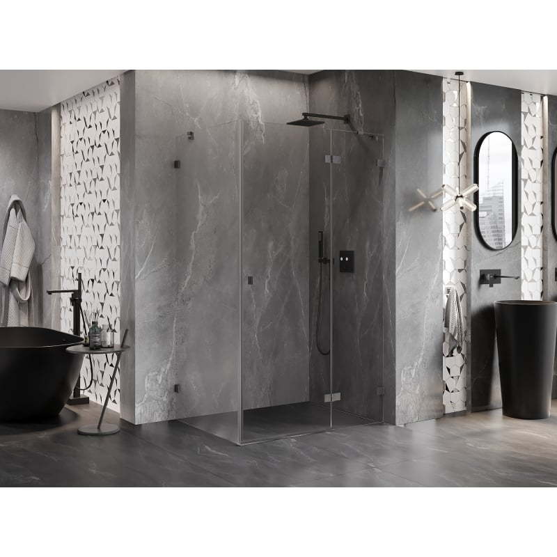 Mexen Lunar cabine de douche pivotante droite 95 x 90 cm, transparent, gris métallisé brossé - 834-095-090-66-00-P
