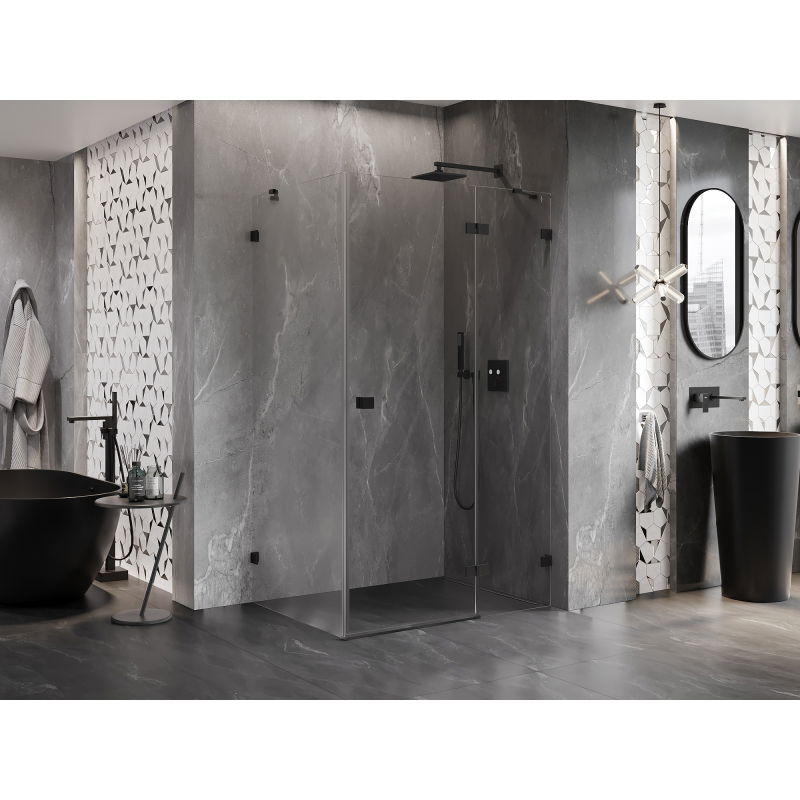 Mexen Lunar cabine de douche battante droite 85 x 70 cm, transparent, noir - 834-085-070-70-00-P