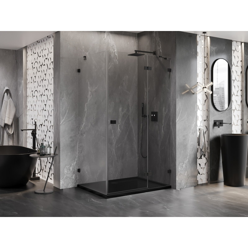 Mexen Lunar cabine de douche pivotante droite 85 x 80 cm, transparent, noir - 834-085-080-70-00-P