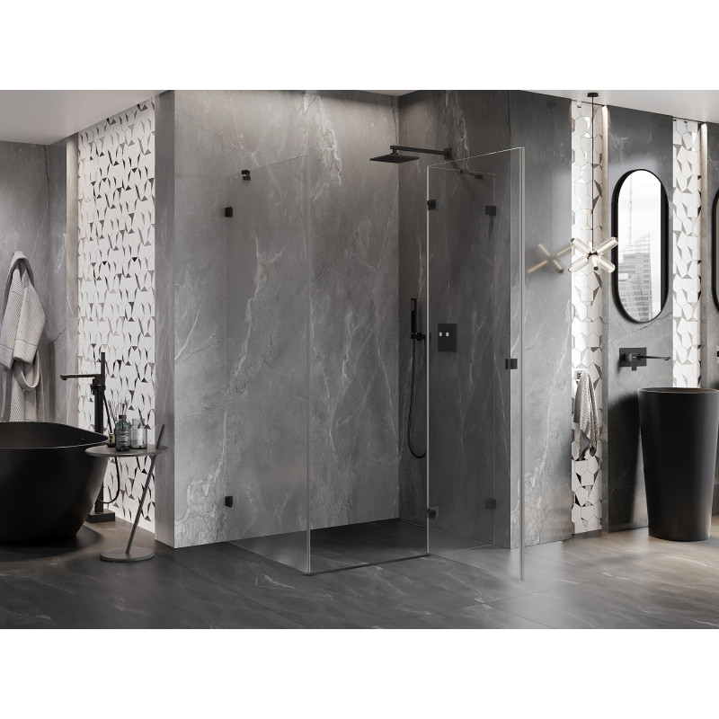 Mexen Lunar cabine de douche pivotante droite 85 x 80 cm, transparent, noir - 834-085-080-70-00-P