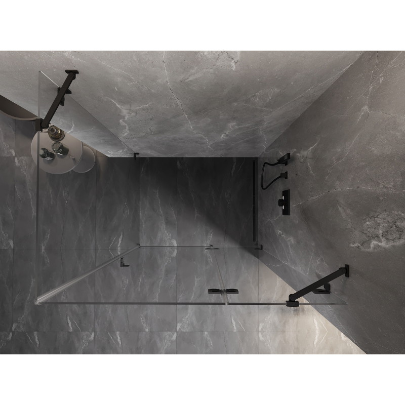 Mexen Lunar cabine de douche pivotante droite 85 x 80 cm, transparent, noir - 834-085-080-70-00-P