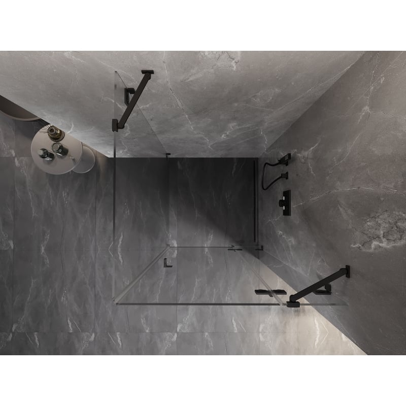Mexen Lunar cabine de douche pivotante droite 90 x 90 cm, transparent, noir - 834-090-090-70-00-P