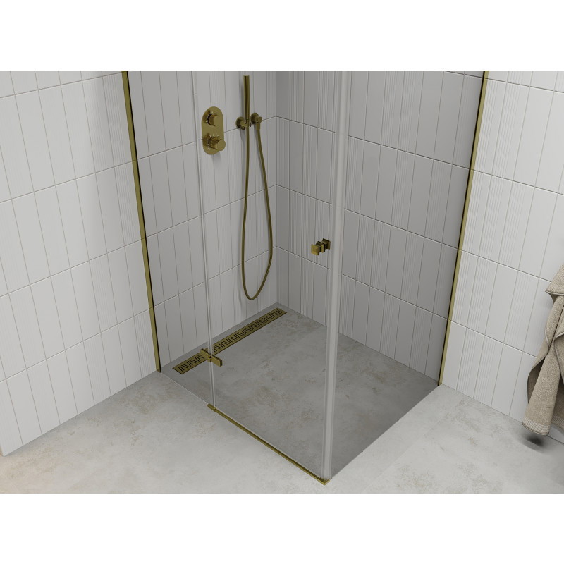 Mexen Roma cabine de douche pivotante 120 x 90 cm, transparente, dorée - 854-120-090-50-00