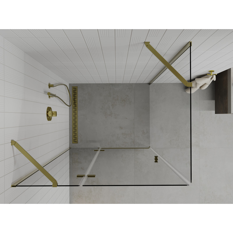 Mexen Roma cabine de douche pivotante 120 x 100 cm, transparente, dorée - 854-120-100-50-00
