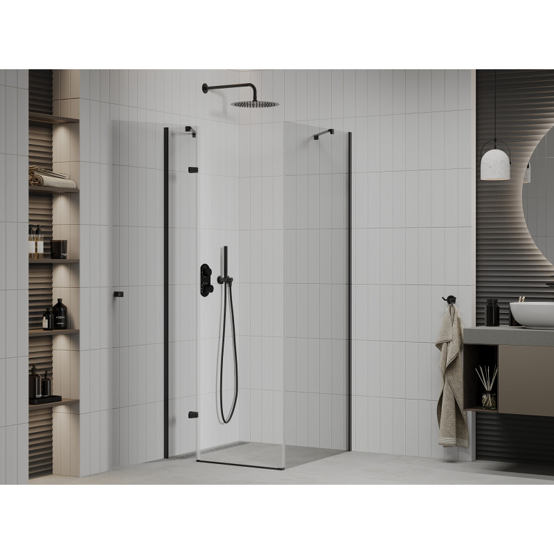 Mexen Roma cabine de douche pivotante 70 x 70 cm, transparente, noire - 854-070-070-70-00
