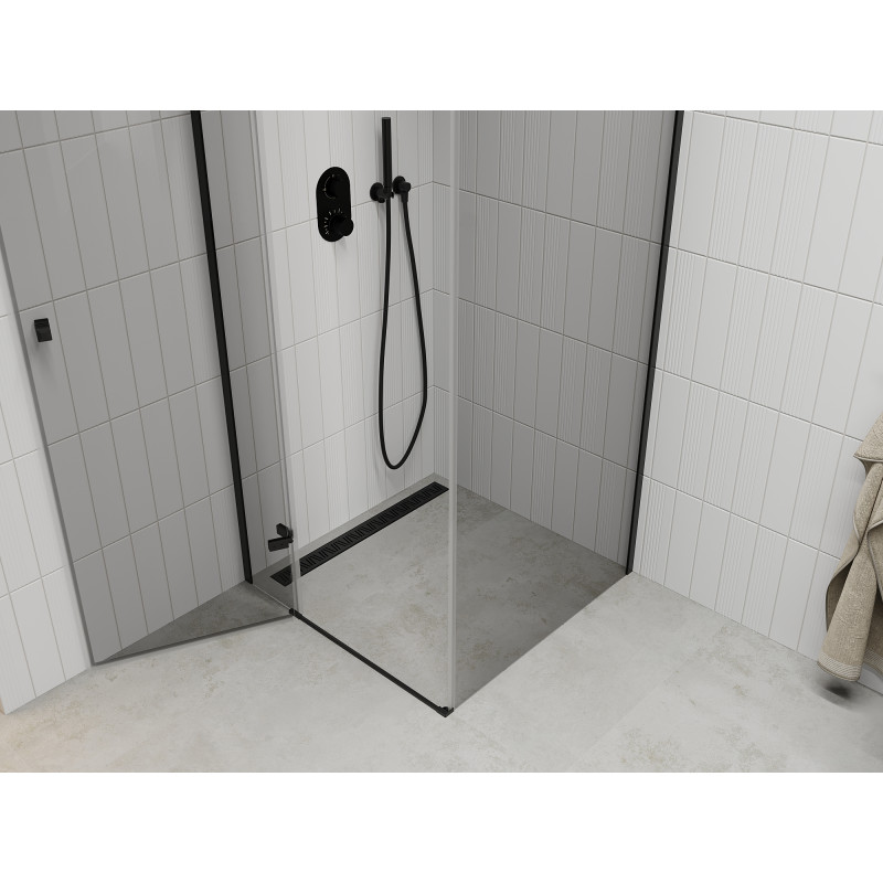 Mexen Roma cabine de douche à charnières 80 x 80 cm, transparente, noire - 854-080-080-70-00