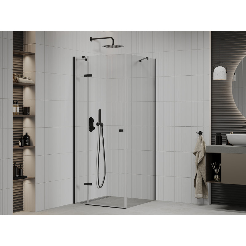 Mexen Roma cabine de douche à charnières 80 x 80 cm, transparente, noire - 854-080-080-70-00