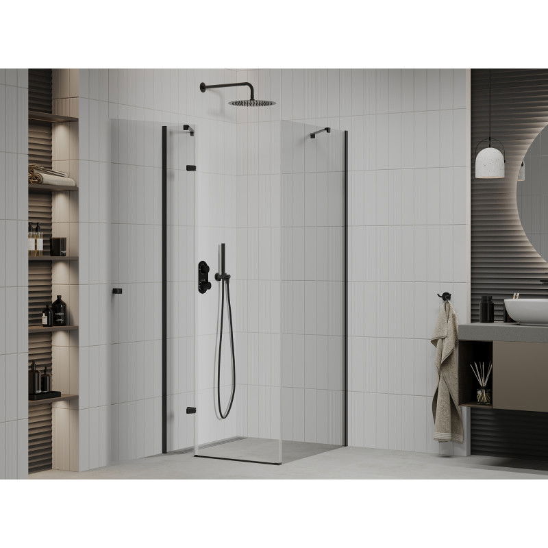 Mexen Roma cabine de douche pivotante 90 x 90 cm, transparente, noire - 854-090-090-70-00
