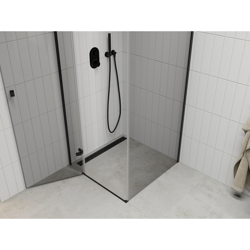 Mexen Roma cabine de douche pivotante 90 x 90 cm, transparente, noire - 854-090-090-70-00