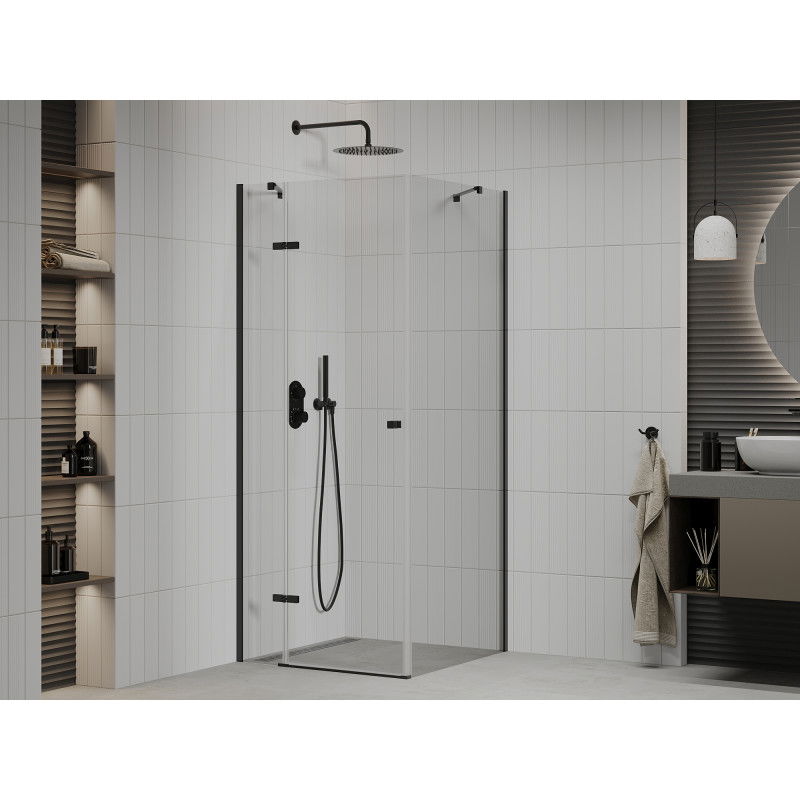 Mexen Roma cabine de douche pivotante 90 x 90 cm, transparente, noire - 854-090-090-70-00