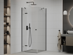 Mexen Roma cabine de douche pivotante 90 x 90 cm, transparente, noire - 854-090-090-70-00