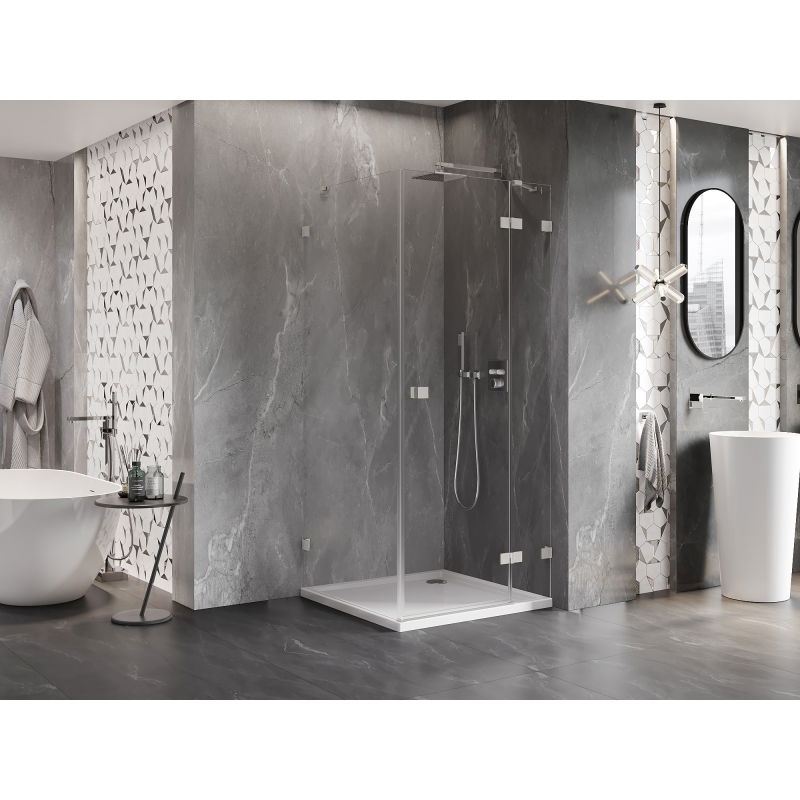 Mexen Lunar cabine de douche pivotante droite 70 x 70 cm, transparente, nickel brossé - 834-070-070-97-00-P