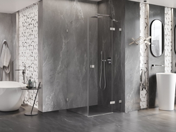 Mexen Lunar cabine de douche pivotante droite 70 x 70 cm, transparente, nickel brossé - 834-070-070-97-00-P