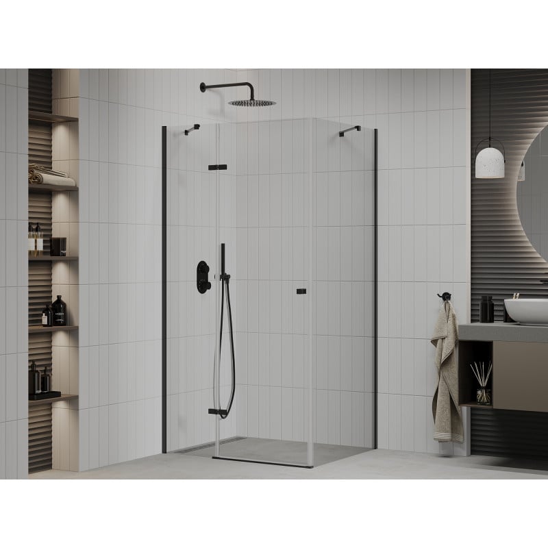 Mexen Roma cabine de douche pivotante 70 x 90 cm, transparente, noire - 854-070-090-70-00