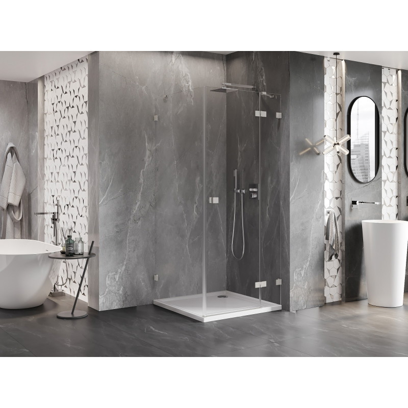 Mexen Lunar cabine de douche pivotante droite 80 x 80 cm, transparent, nickel brossé - 834-080-080-97-00-P