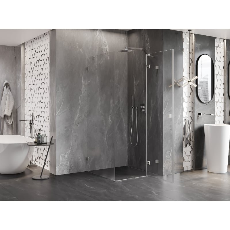 Mexen Lunar cabine de douche pivotante droite 80 x 80 cm, transparent, nickel brossé - 834-080-080-97-00-P