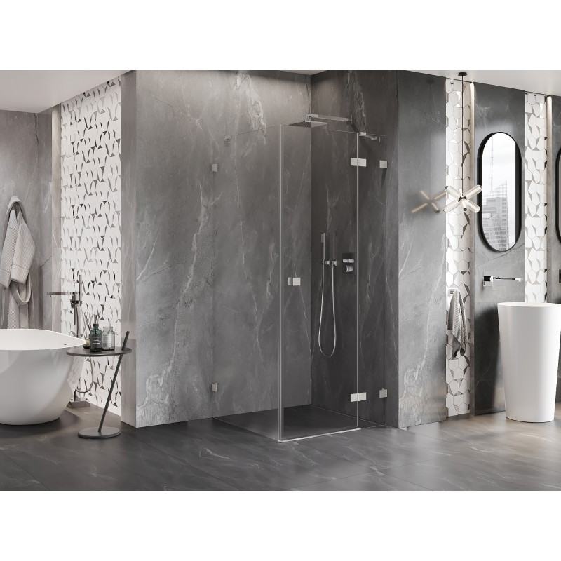Mexen Lunar cabine de douche pivotante droite 80 x 80 cm, transparent, nickel brossé - 834-080-080-97-00-P