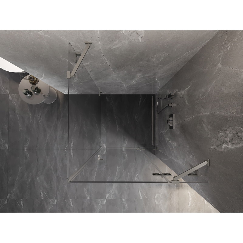 Mexen Lunar cabine de douche pivotante droite 80 x 80 cm, transparent, nickel brossé - 834-080-080-97-00-P