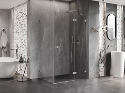Mexen Lunar cabine de douche pivotante droite 85 x 80 cm, transparent, nickel brossé - 834-085-080-97-00-P