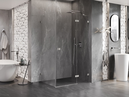 Mexen Lunar cabine de douche pivotante droite 100 x 90 cm, transparent, nickel brossé - 834-100-090-97-00-P