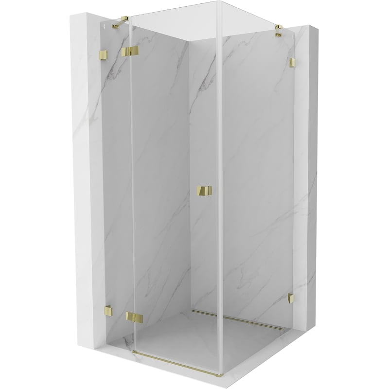 Mexen Lunar cabine de douche pivotante gauche 100 x 100 cm, transparent, doré - 834-100-100-50-00-L
