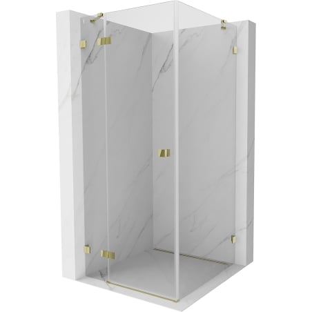 Mexen Lunar cabine de douche pivotante gauche 100 x 100 cm, transparent, doré - 834-100-100-50-00-L