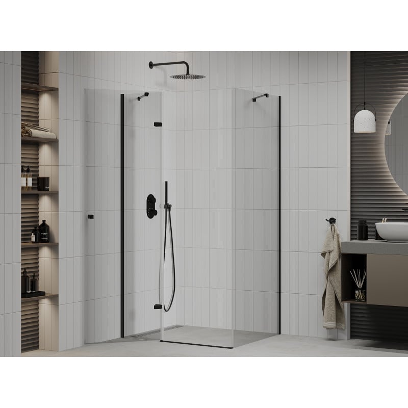 Mexen Roma cabine de douche pivotante 90 x 80 cm, transparent, noir - 854-090-080-70-00
