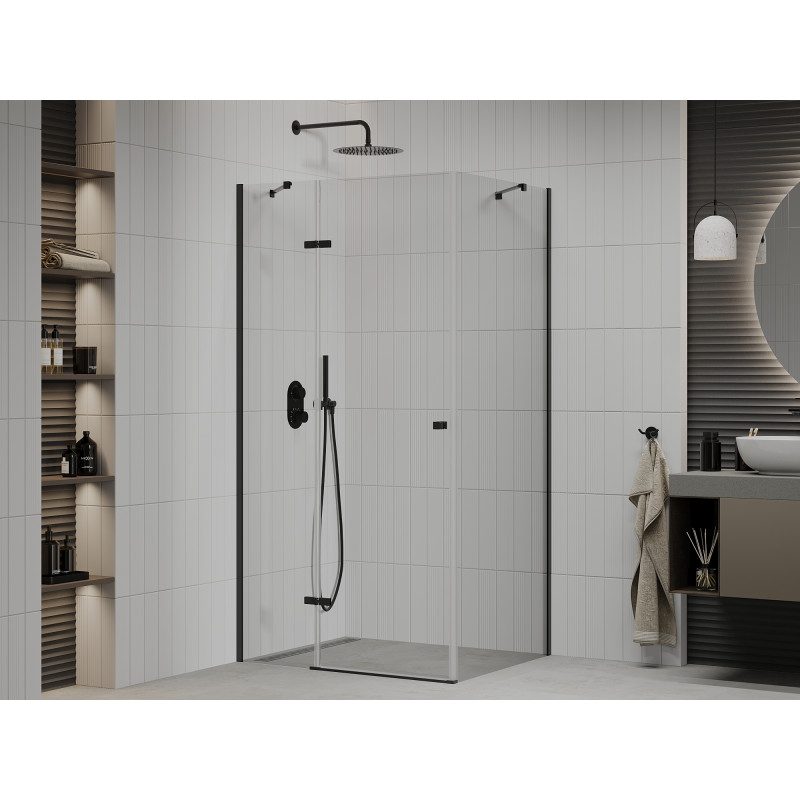 Mexen Roma cabine de douche pivotante 100 x 80 cm, transparente, noire - 854-100-080-70-00