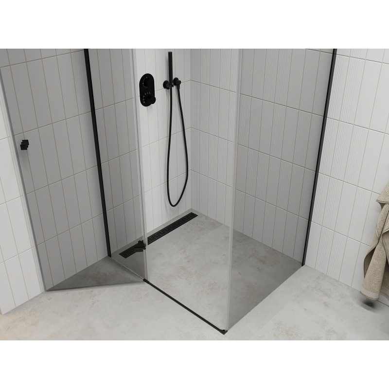 Mexen Roma cabine de douche pivotante 100 x 90 cm, transparente, noire - 854-100-090-70-00