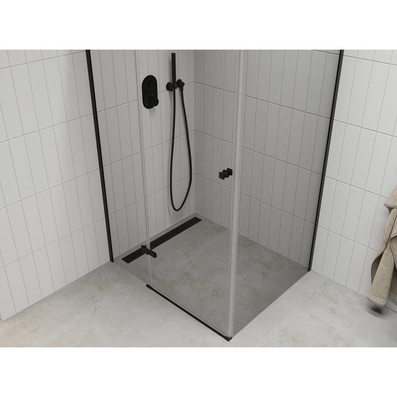 Mexen Roma cabine de douche pivotante 110 x 90 cm, transparent, noir - 854-110-090-70-00