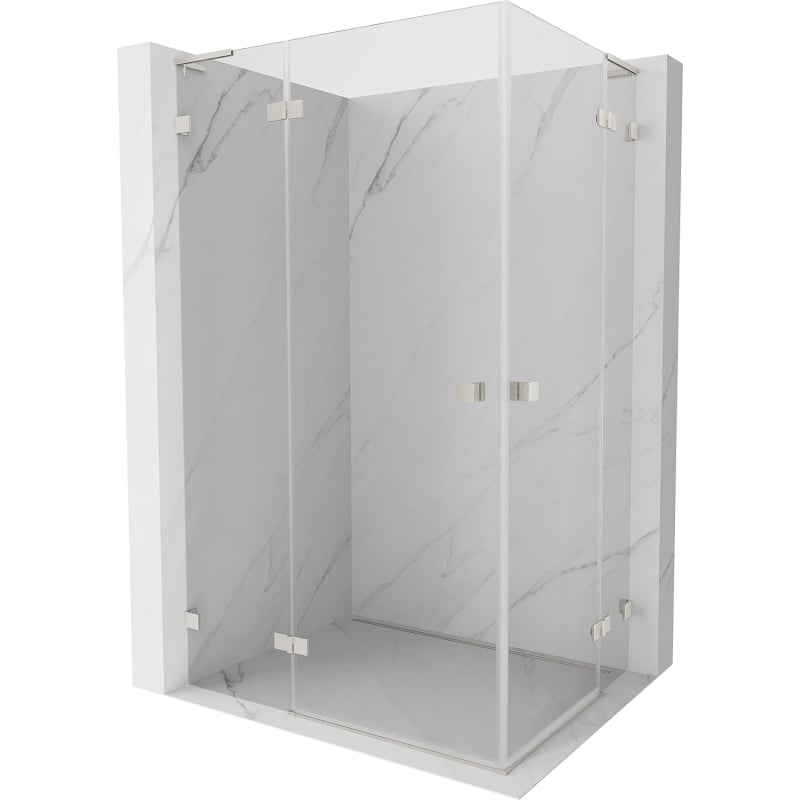 Mexen Lunar L Duo cabine de douche à porte battante gauche 110 x 90 cm, transparent, nickel brossé - 834L-110L-090P-97-00
