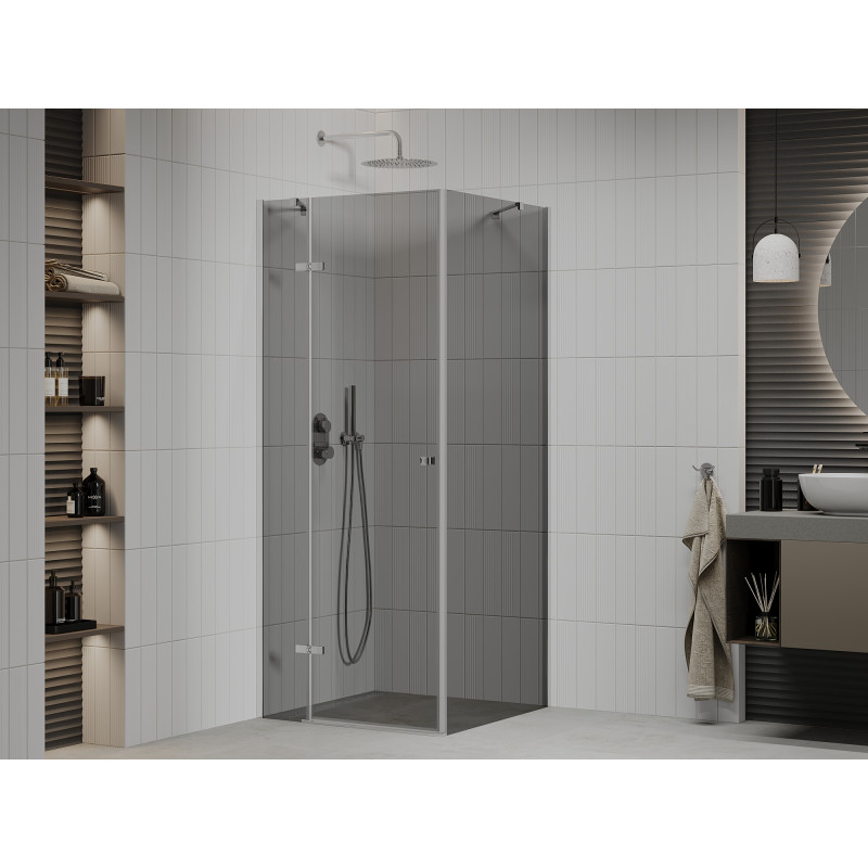 Mexen Roma cabine de douche battante 70 x 70 cm, graphite, chrome - 854-070-070-01-40