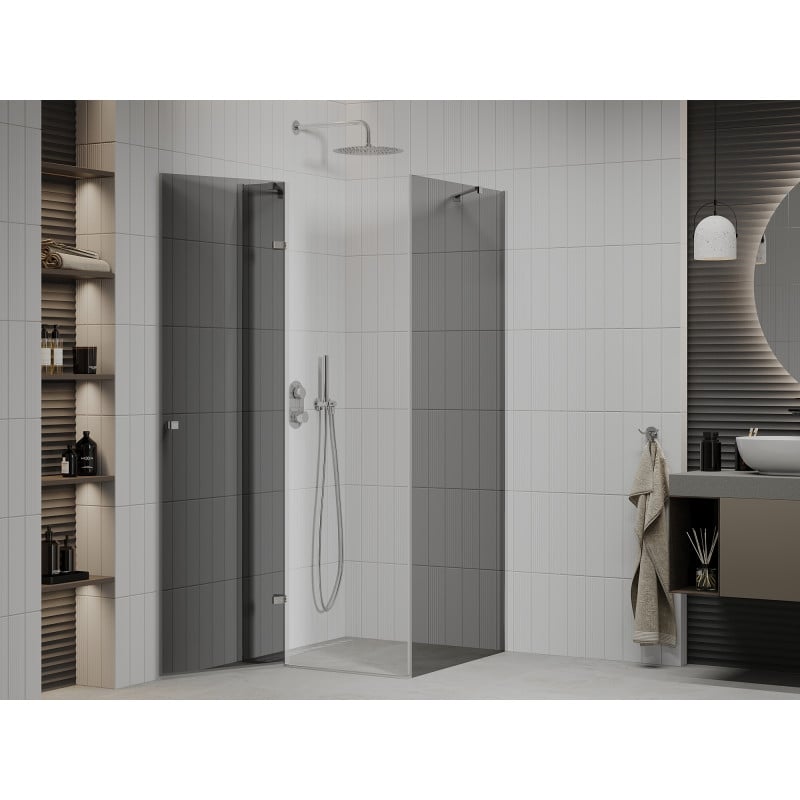 Mexen Roma cabine de douche pivotante 80 x 80 cm, graphite, chrome - 854-080-080-01-40