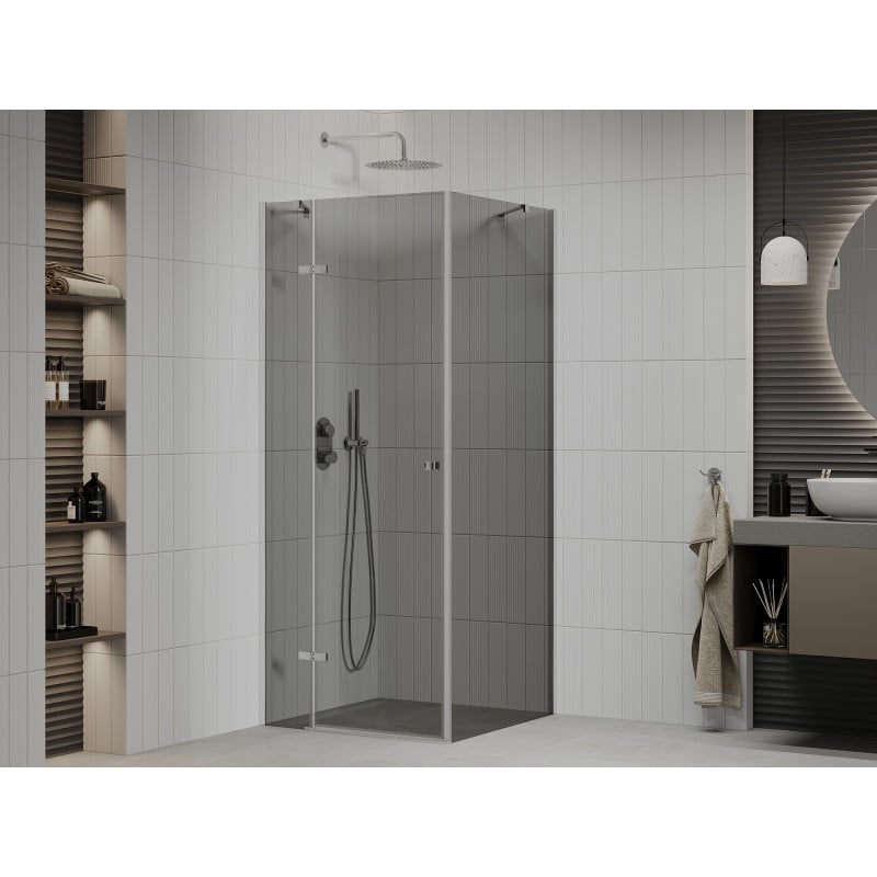 Mexen Roma cabine de douche pivotante 80 x 80 cm, graphite, chrome - 854-080-080-01-40
