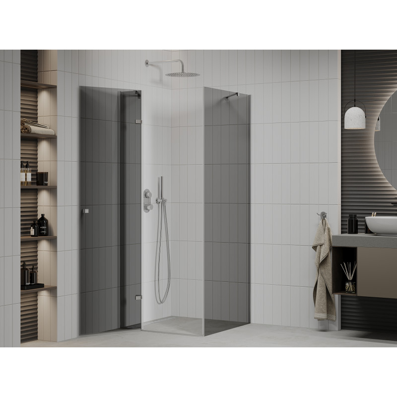 Mexen Roma cabine de douche pivotante 100 x 100 cm, graphite, chrome - 854-100-100-01-40