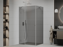 Cabine de douche pivote Mexen Roma 70 x 100 cm, graphite, chrome - 854-070-100-01-40