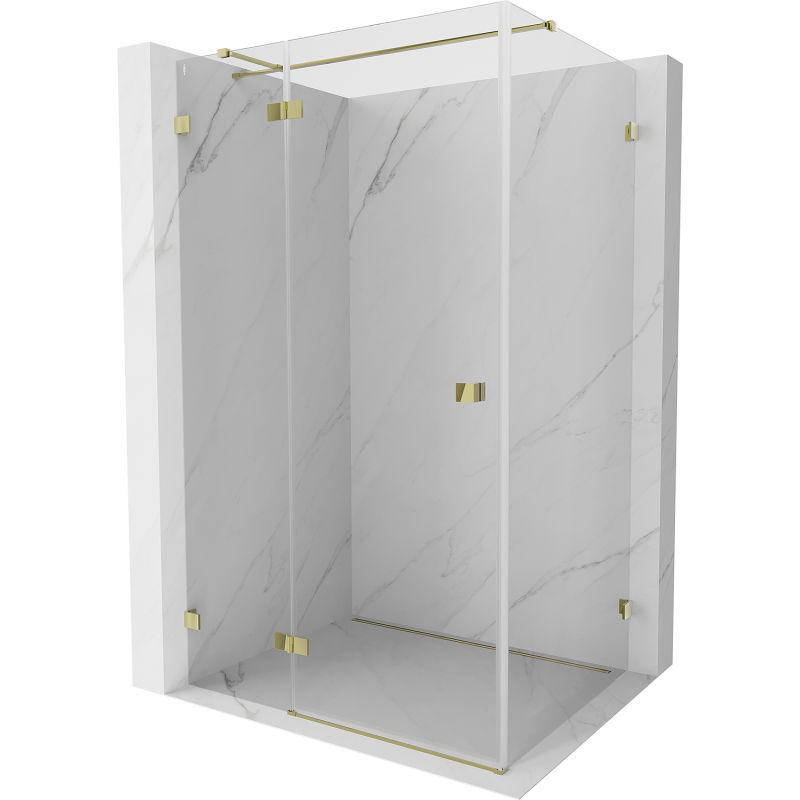 Mexen Lunar T cabine de douche à pivot gauche 130 x 90 cm, transparente, or - 834T-130-090-50-00-L