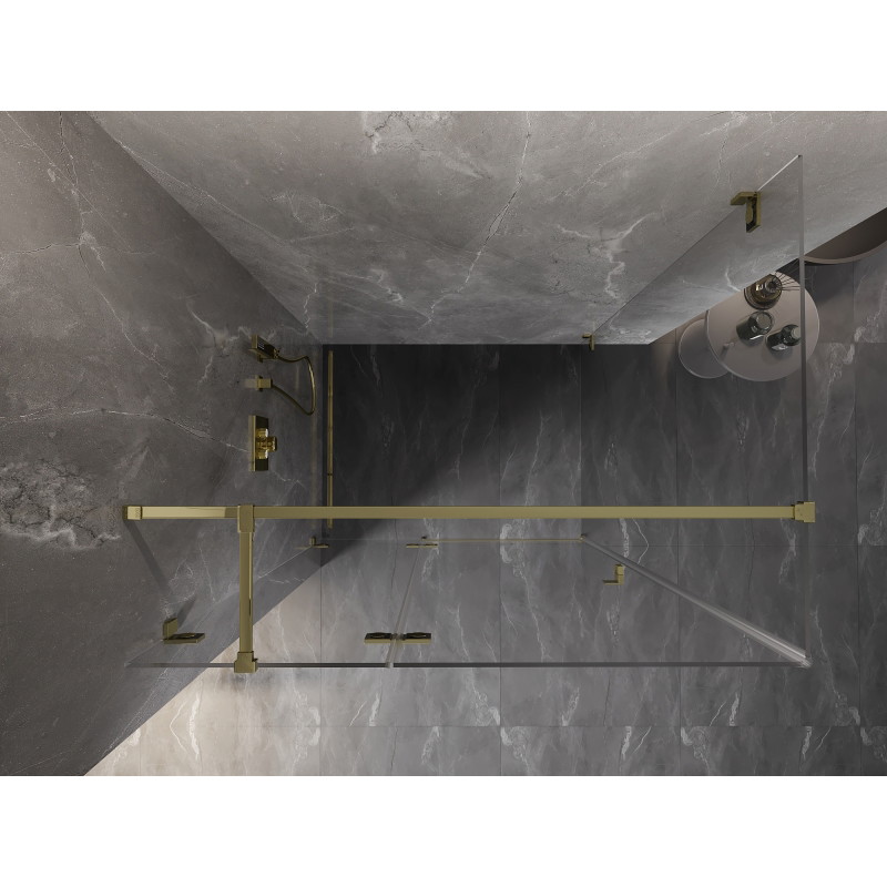 Mexen Lunar T cabine de douche pivotante gauche 120 x 100 cm, transparent, or - 834T-120-100-50-00-L
