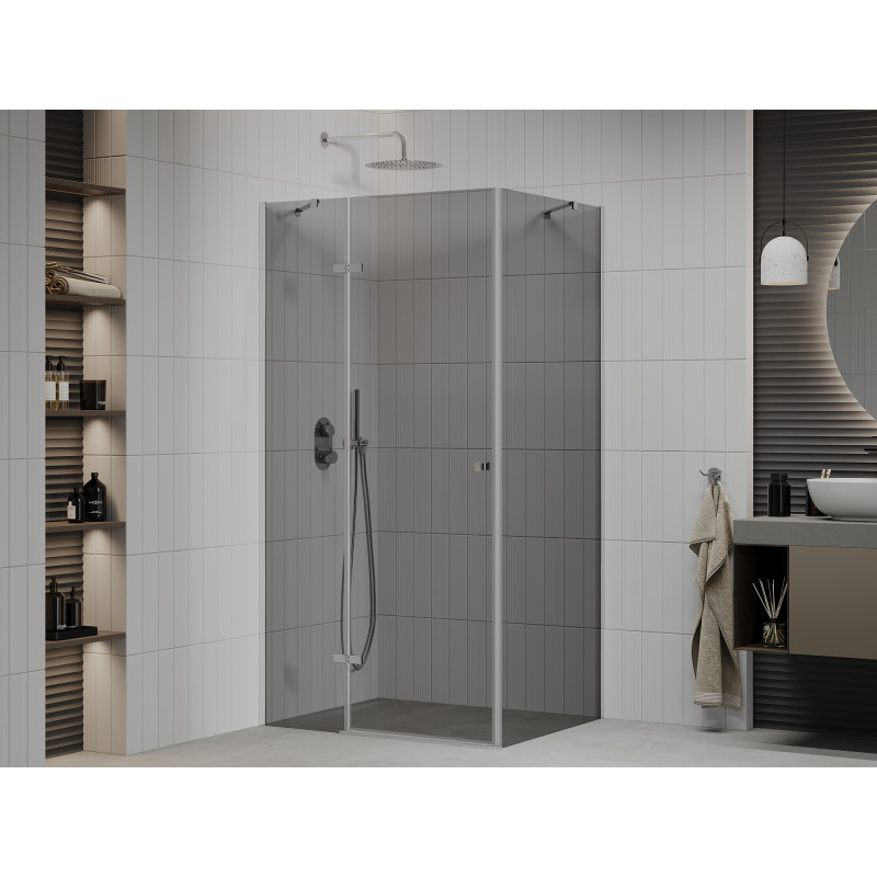Mexen Roma cabine de douche à charnières 100 x 80 cm, graphite, chrome - 854-100-080-01-40