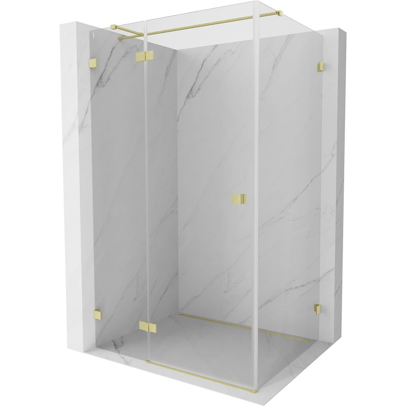 Mexen Lunar T cabine de douche pivotante gauche 140 x 80 cm, transparent, or brossé - 834T-140-080-55-00-L