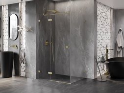 Mexen Lunar T cabine de douche pivotante gauche 110 x 90 cm, transparente, or brossé - 834T-110-090-55-00-L